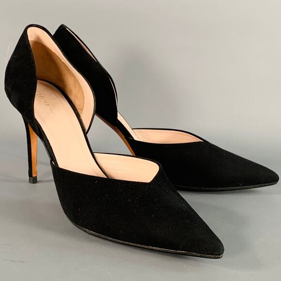 CELINE Size 8.5 Black Suede Pointed Toe D'Orsay Stiletto Pumps - Picture 1 of 8